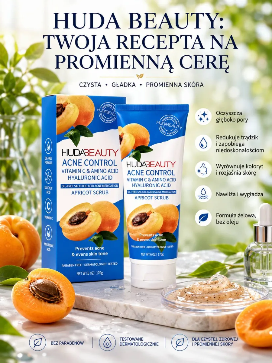 HUDABEAUTY Acne Control peeling morelowy 170g do twarzy i ciała
