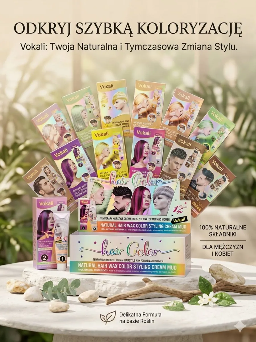 Vokali Naturalny Wosk Koloryzujący do Włosów 12 Odcieni