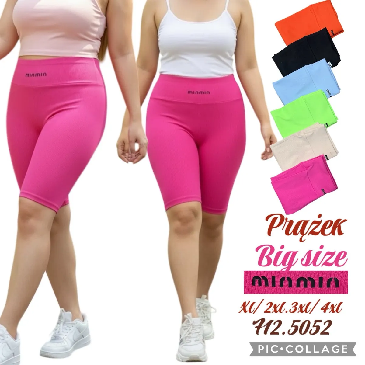 Legginsy Prążkowane Big Size minmin w różnych kolorach