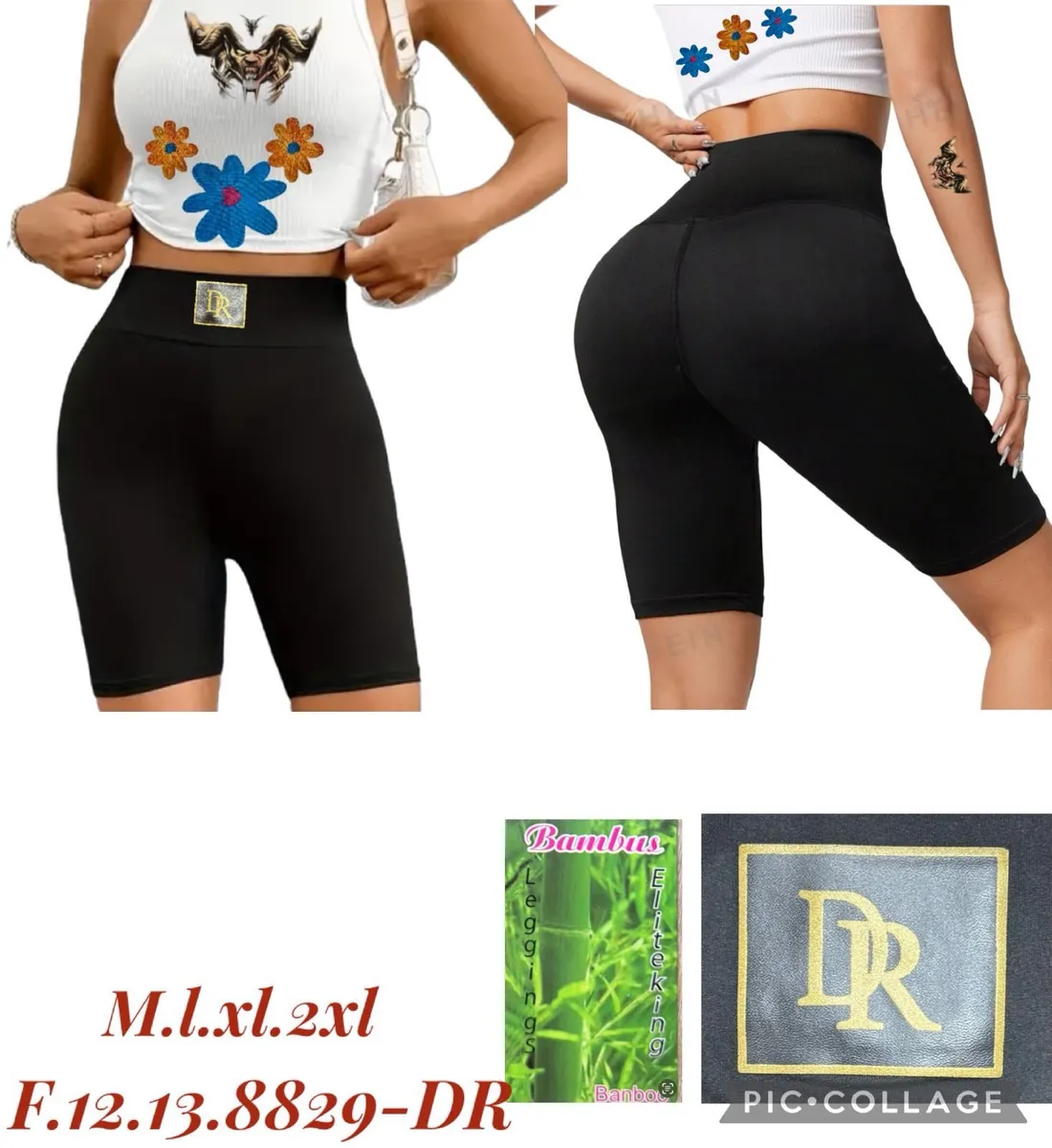 Legginsy damskie czarne z wysokim stanem bambusowe DR