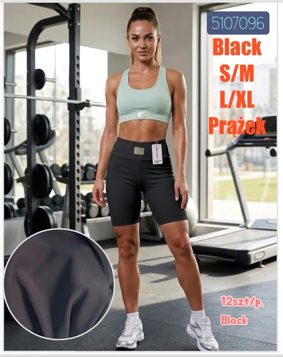 Czarne krótkie legginsy damskie prążkowane S/M L/XL