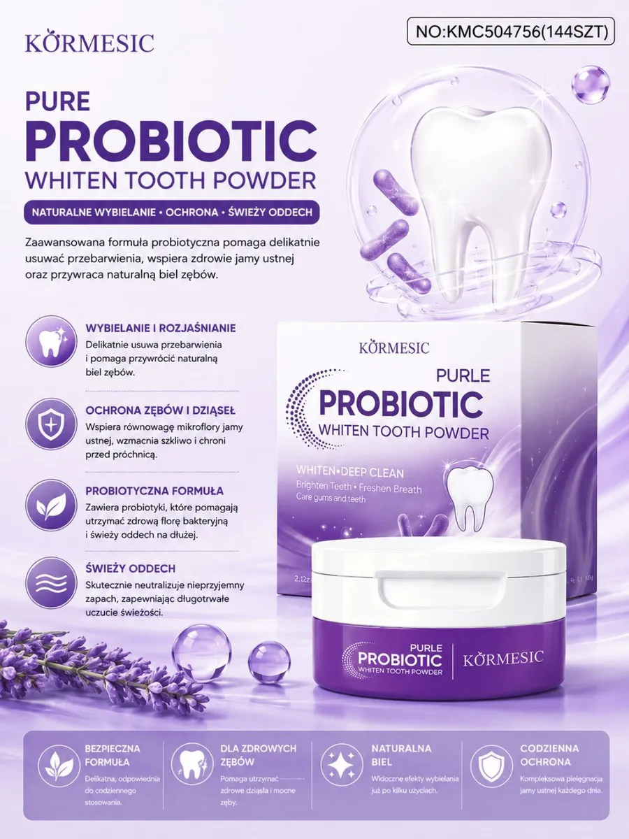 Körmesic Pure Probiotic Whiten Tooth Powder naturalne wybielanie