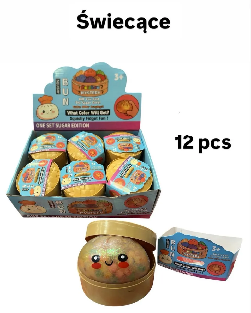 Squishy Bun Sugar Edition świecąca zabawka antystresowa