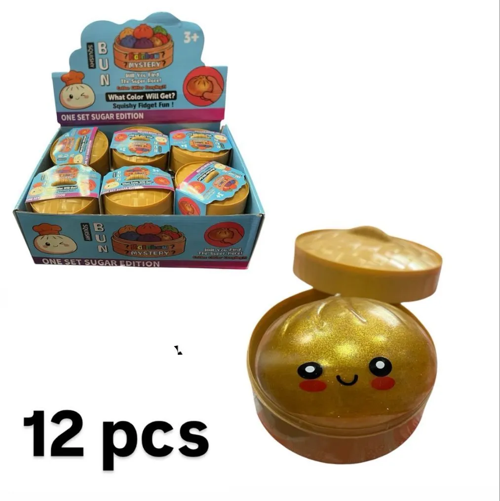 Squishy Fidget Bun Mystery Złoty z Uśmiechem 3+
