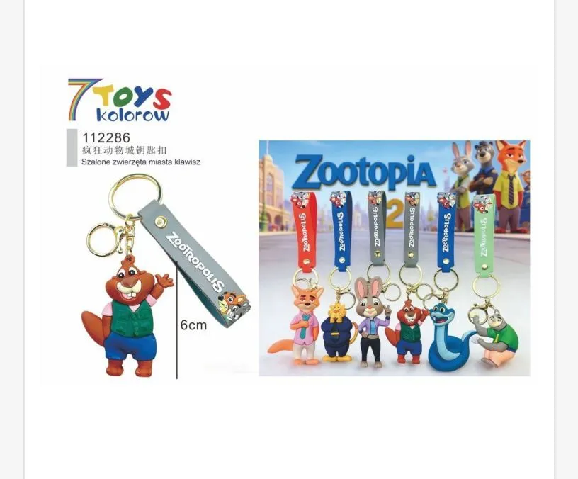 Brelok Zootropolis z postacią zwierzęcą i zawieszką z napisem, wysokość 6 cm