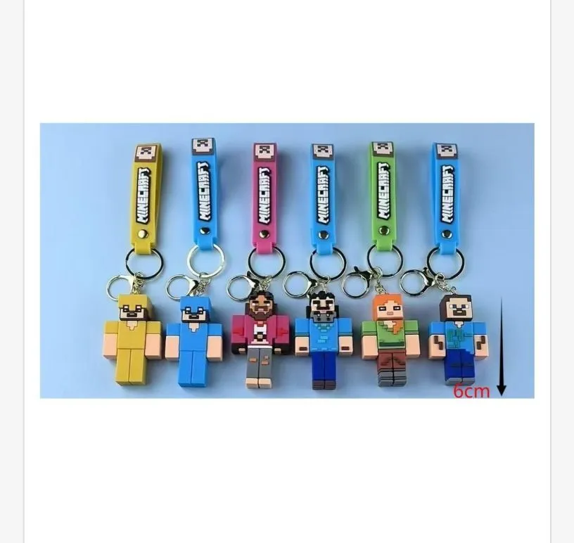 Brelok Minecraft postacie 6 cm z kolorowym paskiem