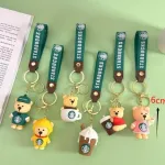 Brelok do kluczy z misiem i logo Starbucks zielony pasek 6 cm