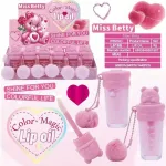 Miss Betty różowy błyszczyk do ust z pomponem 6g