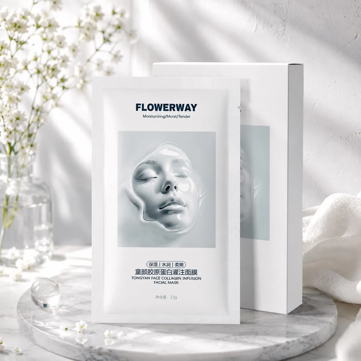 FLOWERWAY Tongyan Maska Kolagenowa do Twarzy 23g Nawilżająca