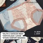 Majtki damskie z siateczki mesh beżowo-niebieskie, rozmiar uniwersalny