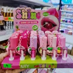 Shine Lip Gloss naturalny różowy błyszczyk do ust z breloczkiem owocowym