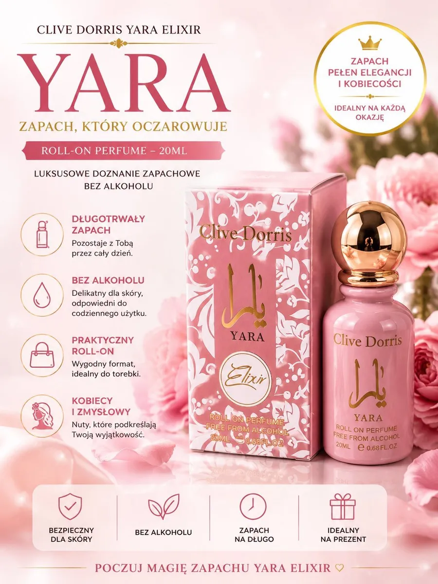 Clive Dorris Yara Elixir Perfumy Roll-On 20ml Różowe