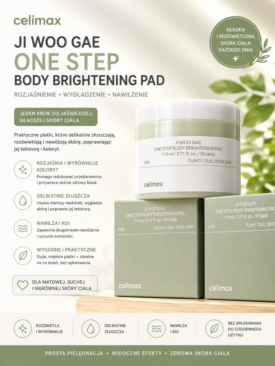 Celimax Ji Woo Gae One Step Body Brightening Pad płatki rozjaśniające do ciała 110 ml