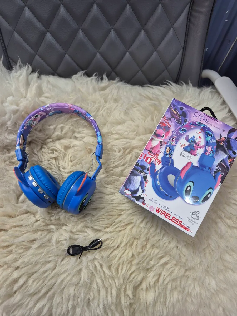 Słuchawki bezprzewodowe dziecięce niebieskie z motywem Stitch