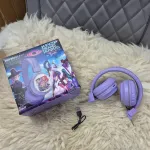 Fioletowe bezprzewodowe słuchawki K-POP Demon Hunters z RGB Light