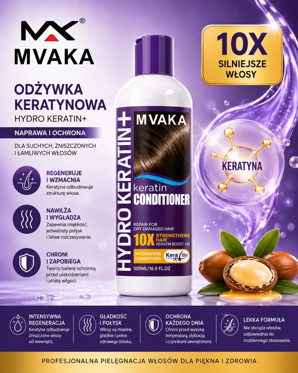 Odżywka keratynowa Hydro Keratin+ 500 ml do włosów suchych i zniszczonych