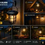 Lampa solarna LED z czujnikiem ruchu i zmierzchu czarna wodoodporna