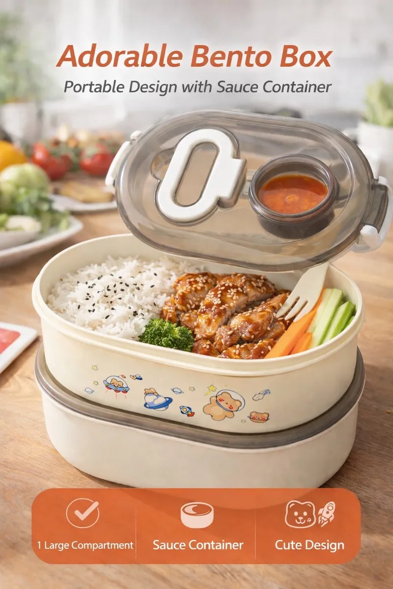 Pojemnik Bento z pojemnikiem na sos i uroczym nadrukiem WK260626-1
