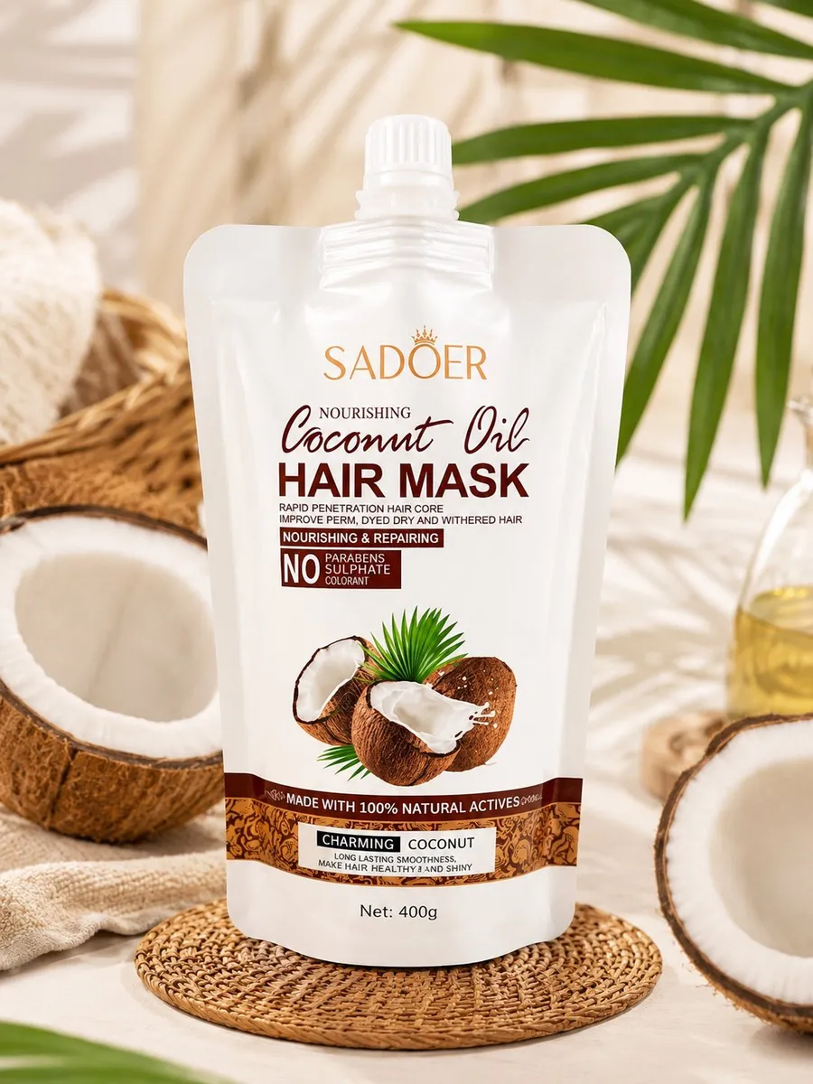 SADOER Coconut Oil Hair Mask 400g odżywcza maska do włosów z olejem kokosowym