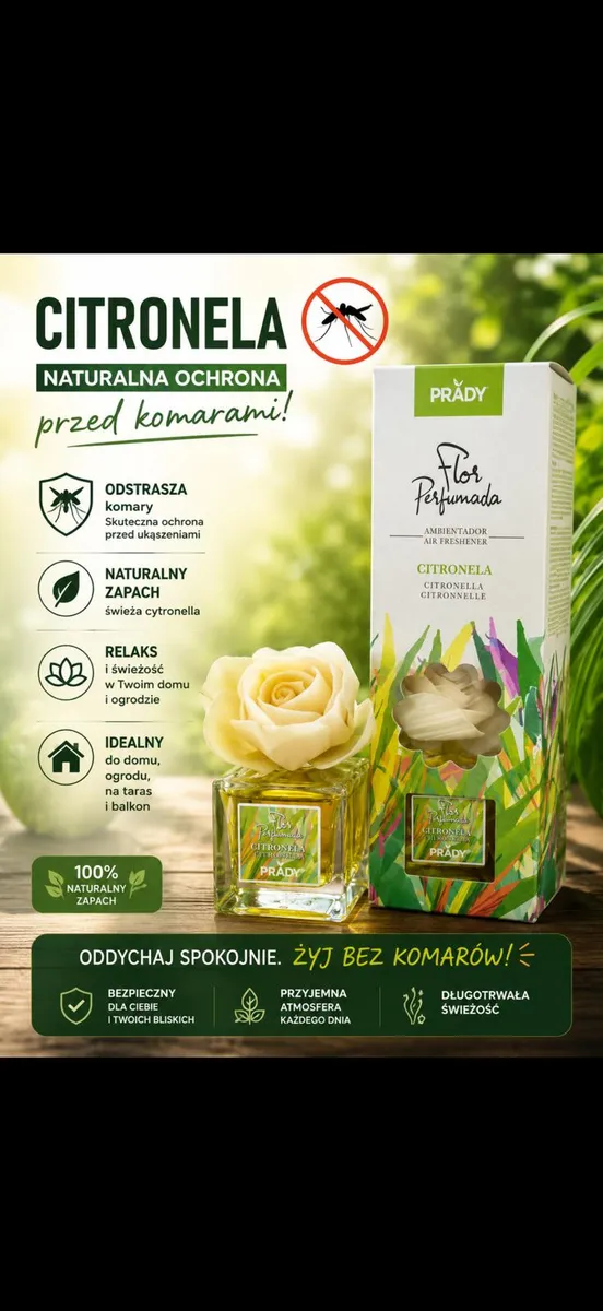 Flor Perfumada Prądy Odświeżacz Powietrza Citronela Naturalna Ochrona