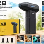 Bezprzewodowa dmuchawa powietrza X8 czarna 4w1 z akumulatorem USB-C