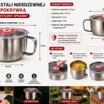 Kubek obiadowy ze stali nierdzewnej z pokrywką 1 litr