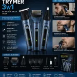 Trymer 3w1 USB do włosów, brody i nosa granatowy GEEMY