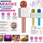 Bezprzewodowy mikrofon karaoke Bluetooth z głośnikiem różowo-złoty