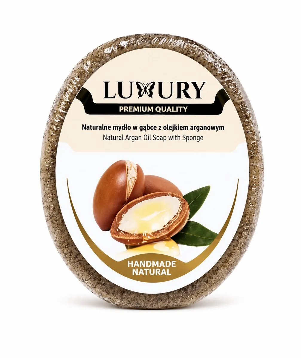 Naturalne mydło w gąbce z olejkiem arganowym Luxury