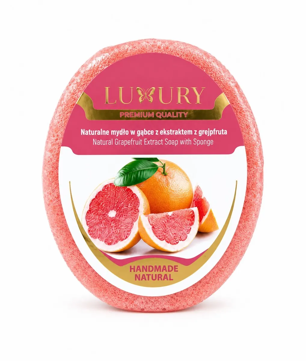 Naturalne mydło w gąbce z ekstraktem z grejpfruta Luxury różowe