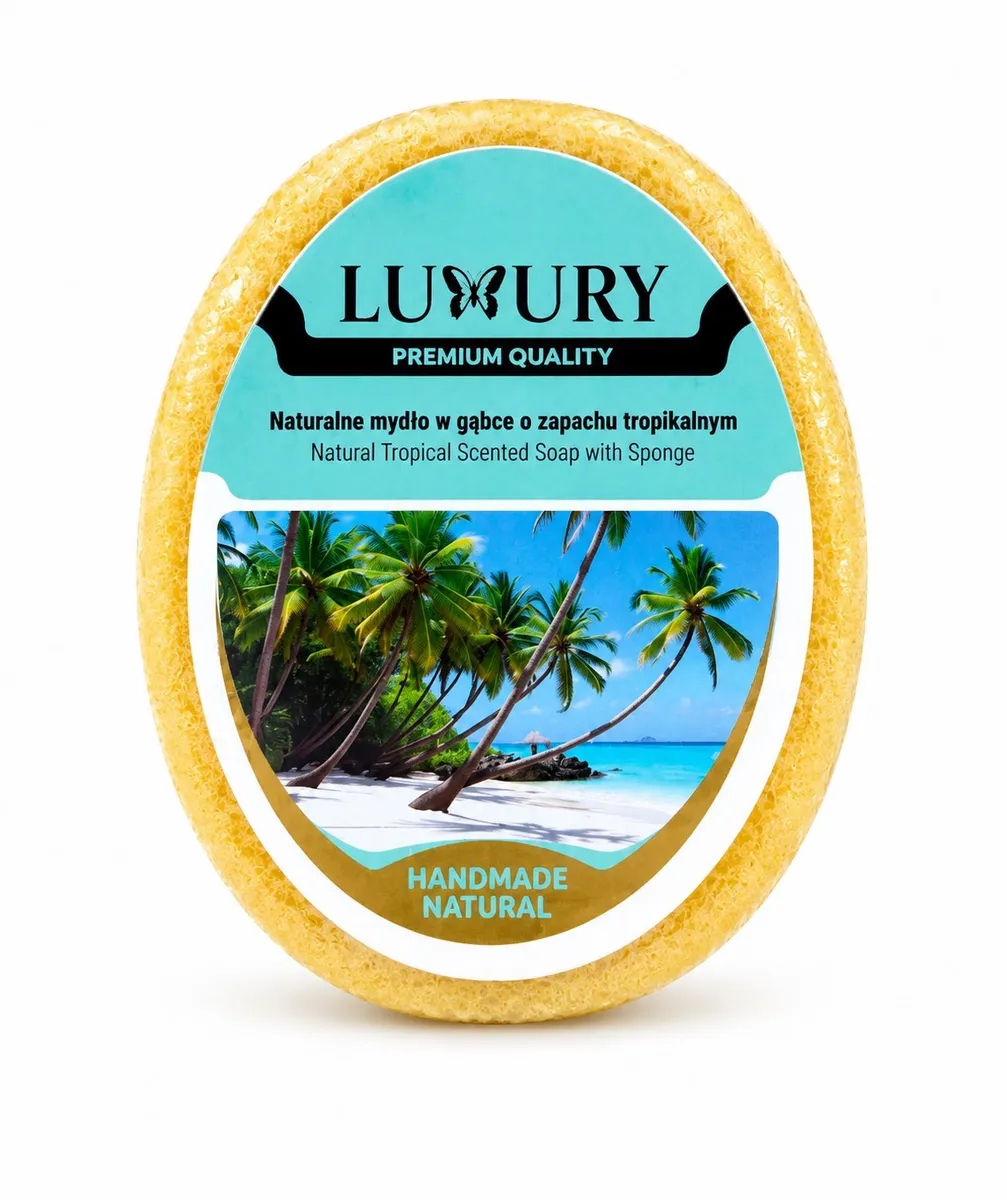 Naturalne mydło w gąbce o zapachu tropikalnym Luxury