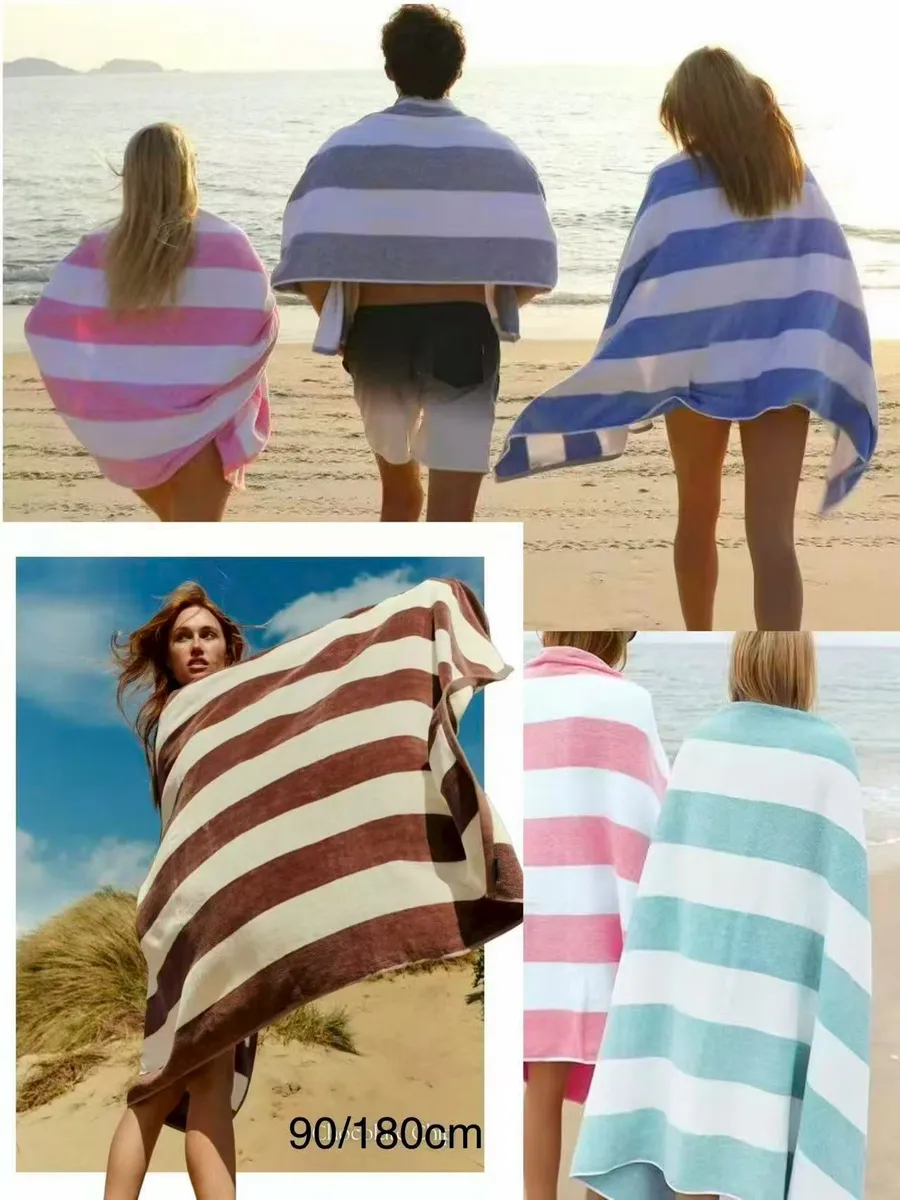 Ręcznik plażowy w paski 90x180 cm mikrofibra kolorowy