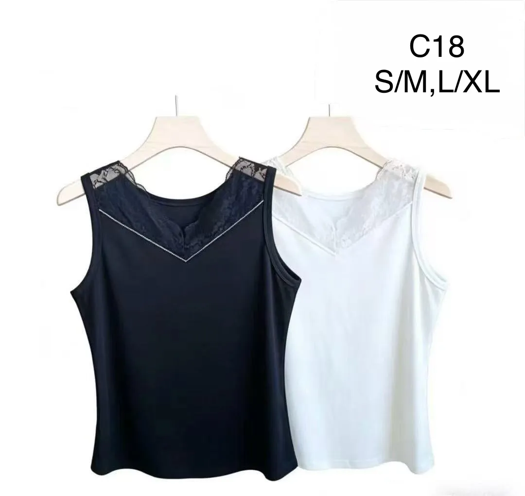 Top damski z koronką biały i czarny S/M, L/XL