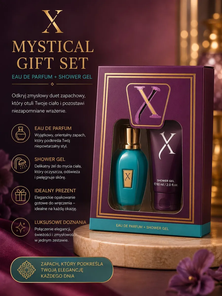 Mystical Gift Set perfum i żel pod prysznic 60 ml fioletowo-turkusowy zestaw
