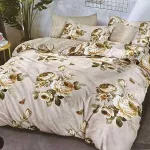 Komplet pościeli 5D MILANO 160x200 beżowo-brązowy w kwiaty