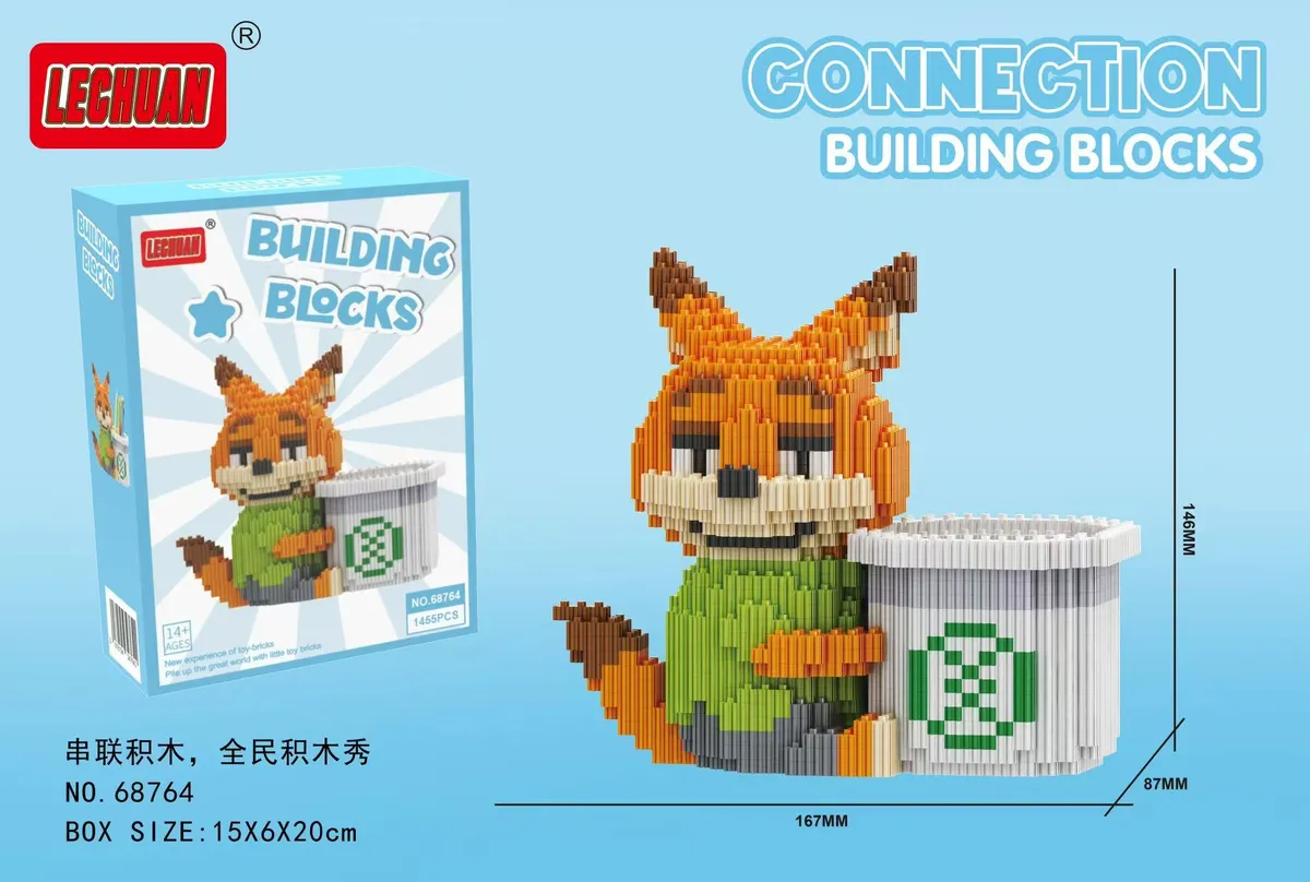 Lechuan Connection Building Blocks Lis z koszem 167x146x87 mm