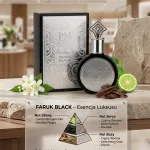 Faruk Black Perfum 100ml czarny flakon z metaliczną etykietą