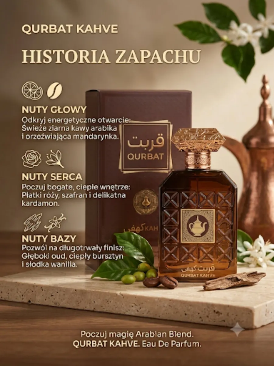 Perfum Qurbak Kahve 100ml z nutami kawy i wanilii