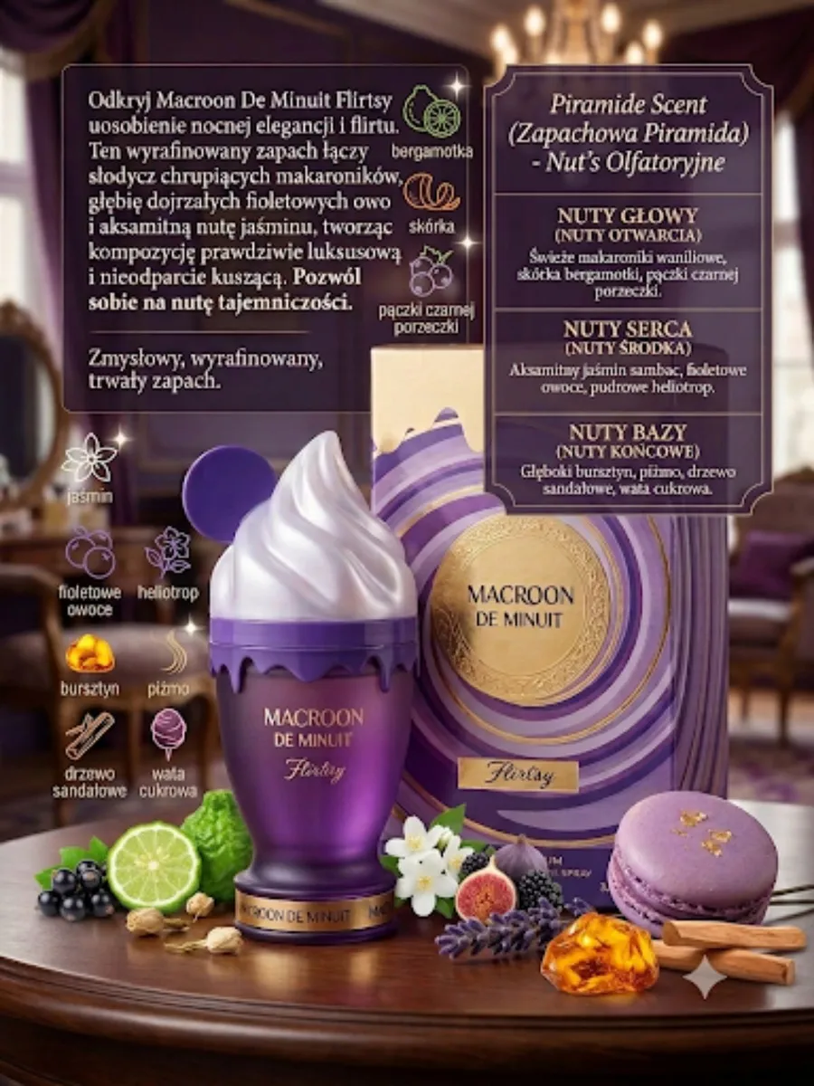 Macroon De Minuit Flirtsy Perfum 100ml Fioletowy Luksusowy Zapach