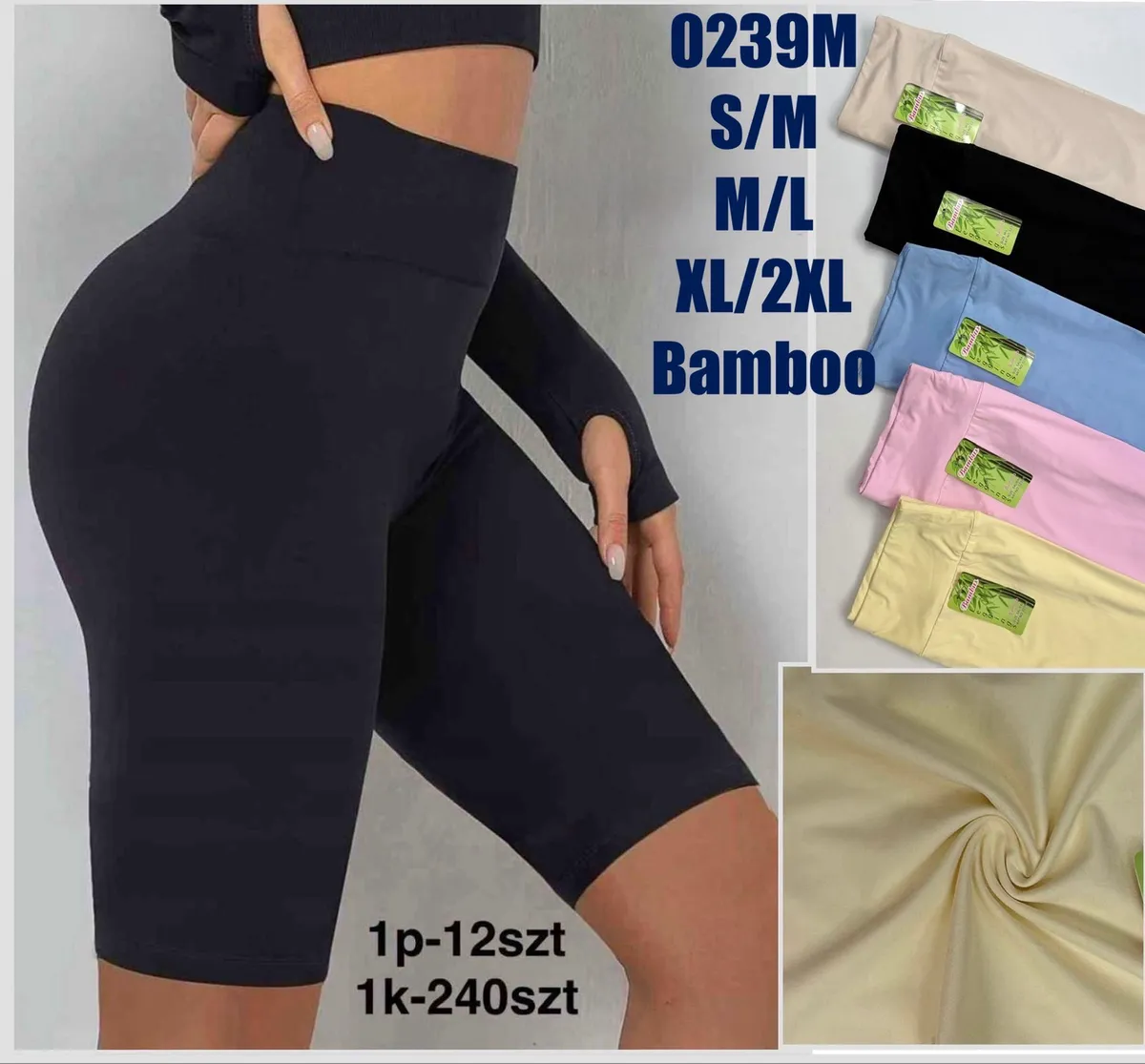 Legginsy damskie Bamboo krótkie kolory pastelowe S-2XL