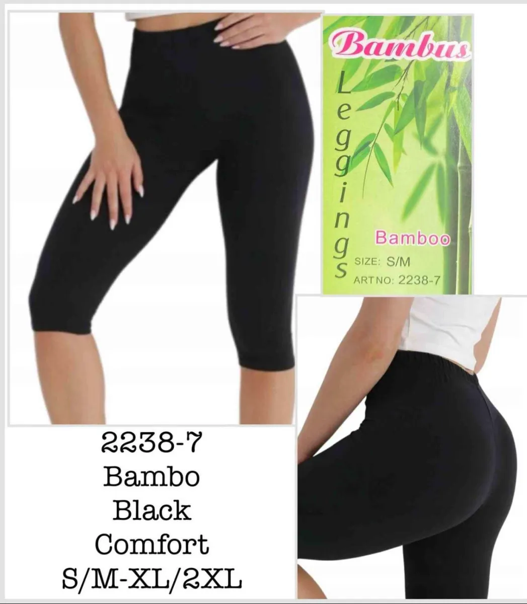 Legginsy bambusowe czarne 3/4 S/M-2XL komfortowe