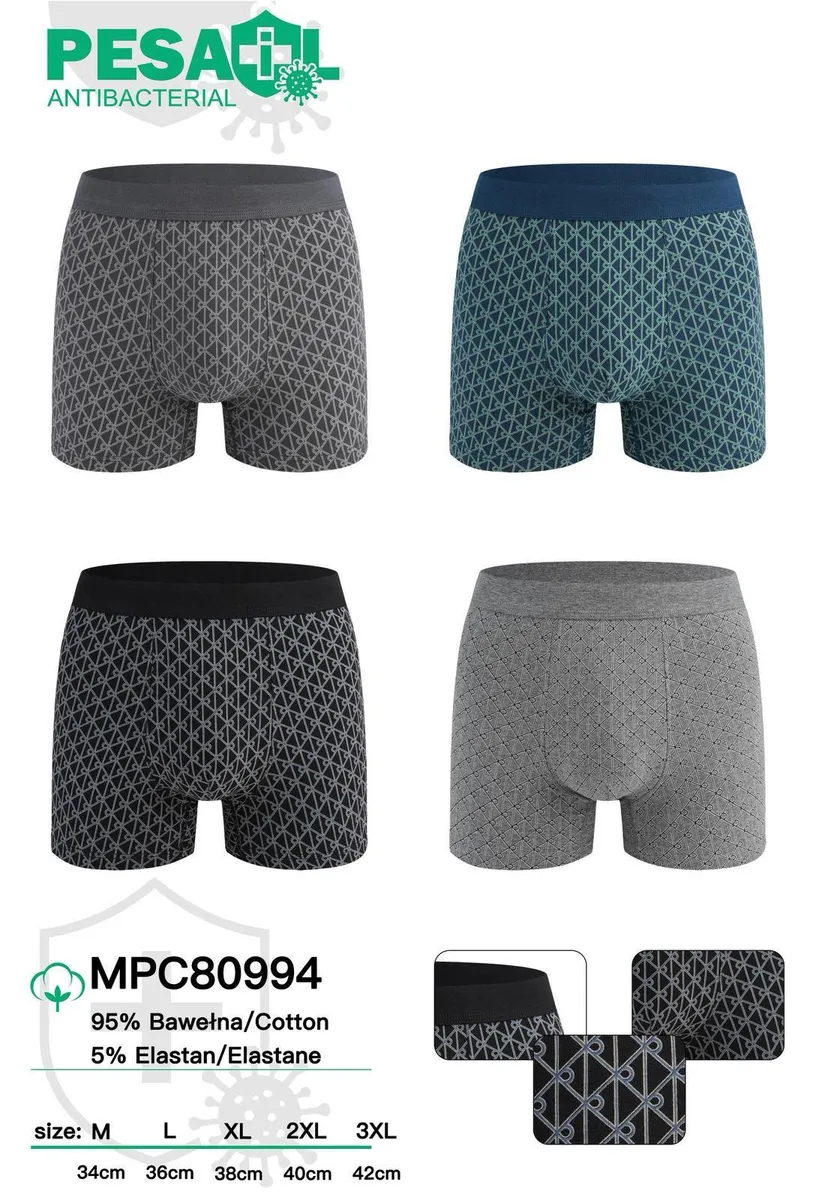 Bokserki męskie MPC80994 bawełniane z elastanem wzór geometryczny