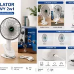 Wentylator biurkowy USB z klipsem i akumulatorem 29 cm biały