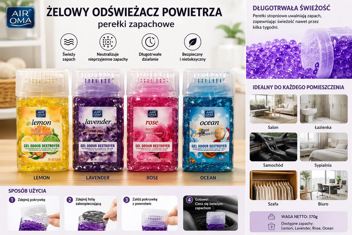 Żelowy odświeżacz powietrza z perełkami zapachowymi Air Oma