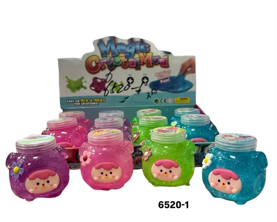 Magic Crystal Mud kolorowy błyszczący glut w słoiczku 12 szt