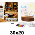 Tablica akrylowa LED 30x20 cm z markerami i kartami do rysowania