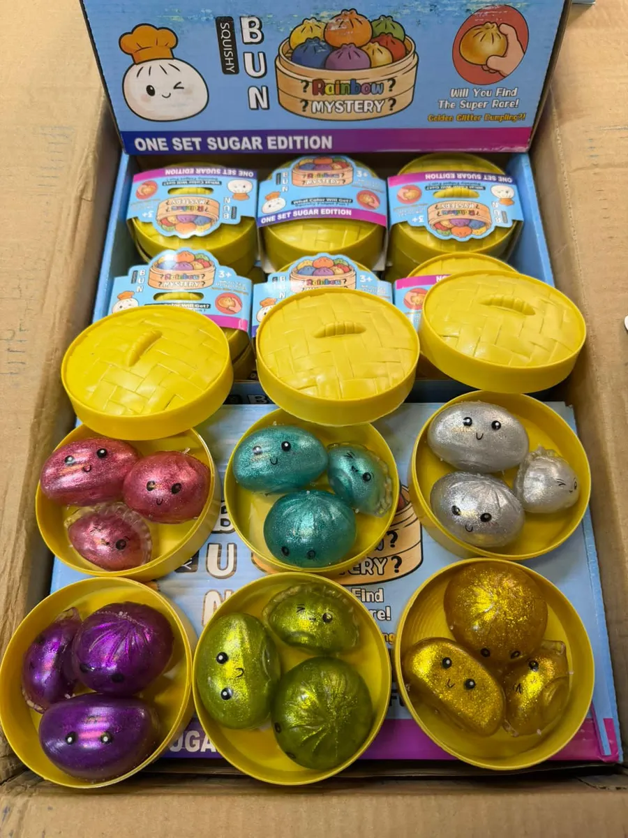 Squishy Bun Rainbow Mystery zestaw kolorowych miękkich bułeczek