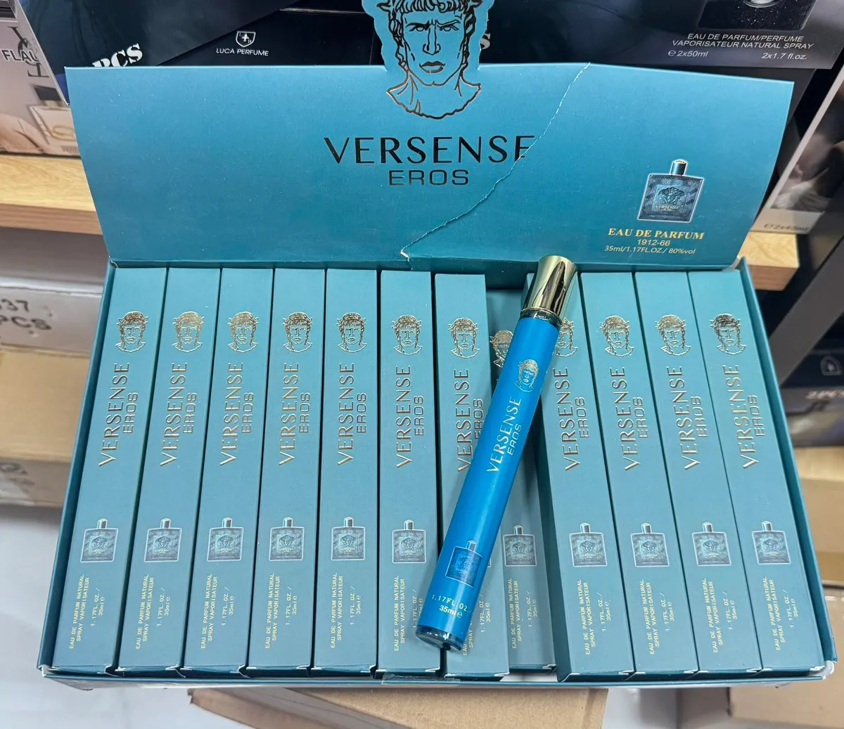 Versense Eros Perfumetka 35ml niebieska z metalicznym połyskiem