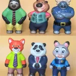 Figurki zwierząt w kolorowych ubraniach zestaw 6 sztuk WK10726-5