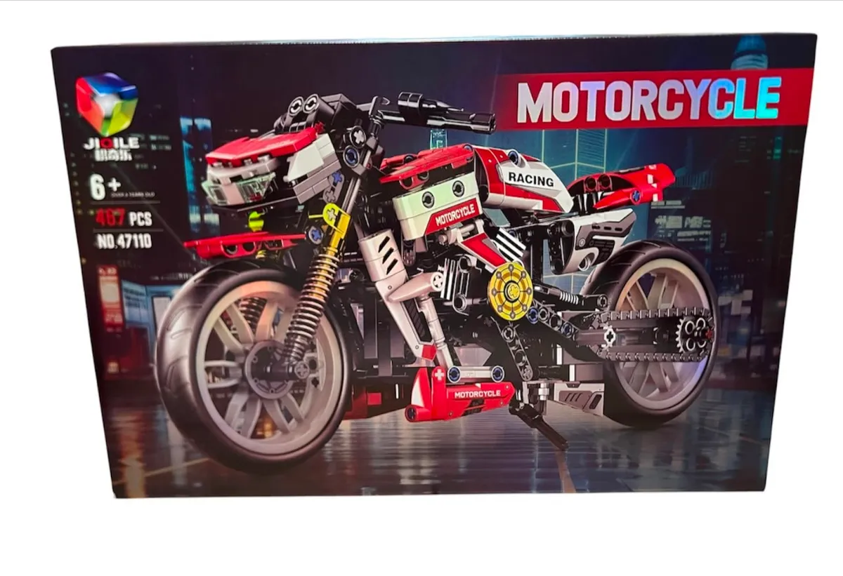 Klocki konstrukcyjne motocykl czerwono-czarny 487 elementów WK10726-10